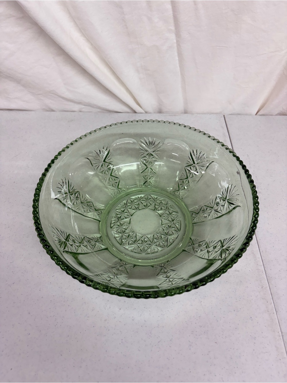 Green glass bowl